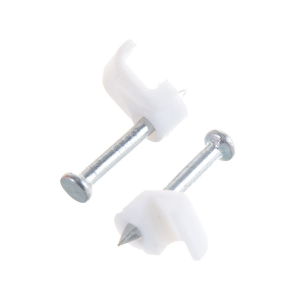 Крепеж кабеля плоский  5х2мм, уп. 50шт, пластик, белый, -40..+80, гвоздь, Rexant 07-4205