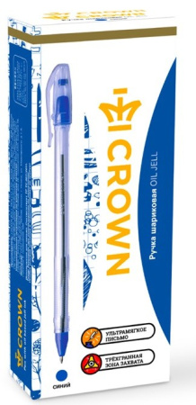 Ручка шариковая CROWN "Oil Jell" синяя, 0,7мм OJ-500B