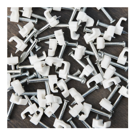 Крепеж кабеля плоский  4х2мм, уп. 50шт, пластик, белый, -40..+80, гвоздь, Rexant 07-4204