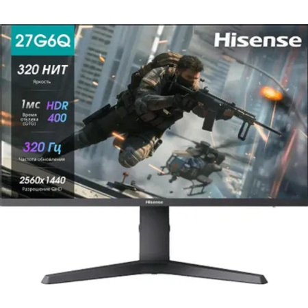 Монитор Hisense/ 27"/2560x1440, IPS, 16:9, матовый, 320Гц, время отклика 1мс, 320кд/м2, 1000:1, углы обзора 89 °(H)/89°(V), DisplayPort, HDMI*2, черный