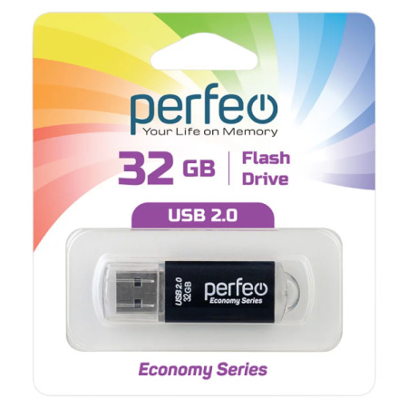 Флеш-накопитель USB2.0 32Gb Perfeo E03 (PF-E03B032ES) черный