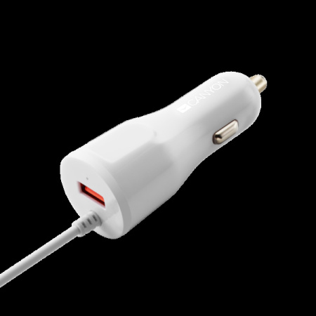 Автомобильное_З\У - USB_2.4A CANYON C-033 + кабель Lighting белое