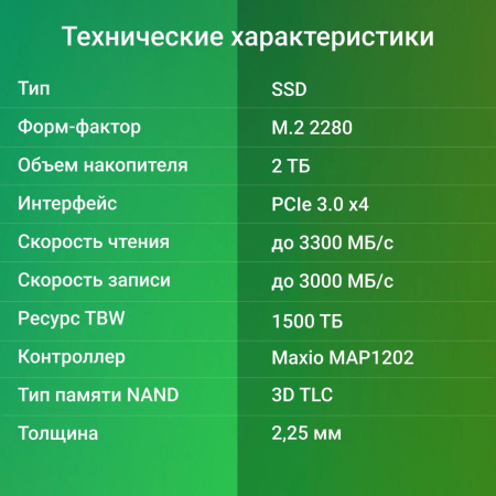 Накопитель SSD Digma PCIe 3.0 x4 2TB DGSM3002TM23T Mega M2 M.2 2280