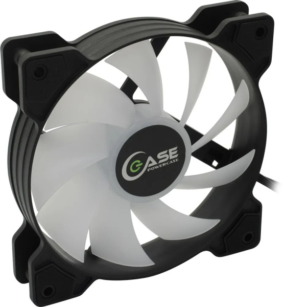 Кулер в корпус 120х120х25 Powercase (M2) ARGB PWM Black (800-1500prm/4pin+ARGB Sync/58 CFM/29.58дБ/подшипник гидравлический/ARGB)