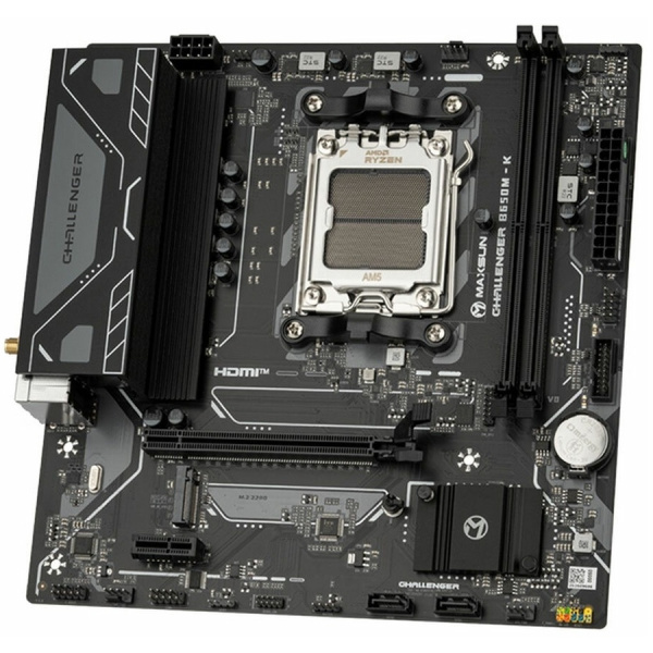 Мат.плата SocAM5 AMD B650 Maxsun MS-Challenger B650M-K WIFI (mATX,2DDR5,M.2,PCI-E16,PCI-E,HDMI,PC6800,Wi-Fi 6,BT 5.2)