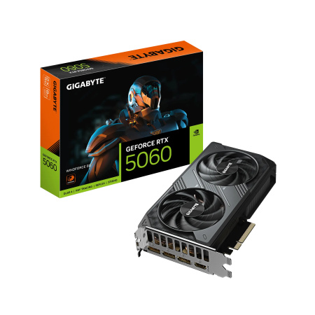 Видеокарта GeForce RTX5060 Gigabyte 8Гб WINDFORCE GDDR7,128bit,HDMI,3DP (GV-N5060WF2-8GD) ret