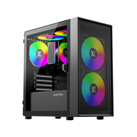 Корпус mATX Б_БП XASTRA A305M 3ARGB Black (USB3.0,Audio,TG,черный,1х120мм,2х140мм ARGB)[A305M-2FC14A-1FC12A-D]