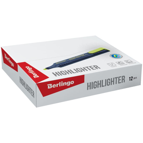 Маркер текстовыделитель BERLINGO 1-5 мм, желтый (T7017)