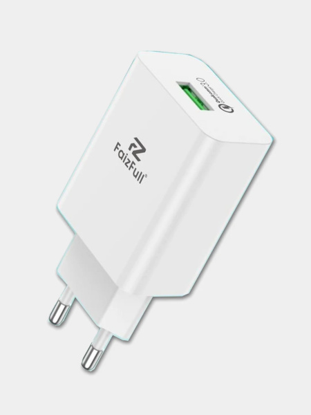 Зарядное_устройство - TypeC+USB 20W QC3.0 FaizFULL FC116 белый + кабель Type-C