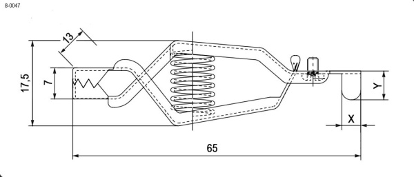 Зажим крокодил 65мм, 20а, красный, Ruichi 8-0047