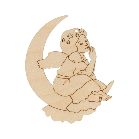 Заготовка для декорирования "Mr. Carving" ВД-785 "Ангел" фанера 10 х 9 х 0.3 см на луне (9х7.7 см)