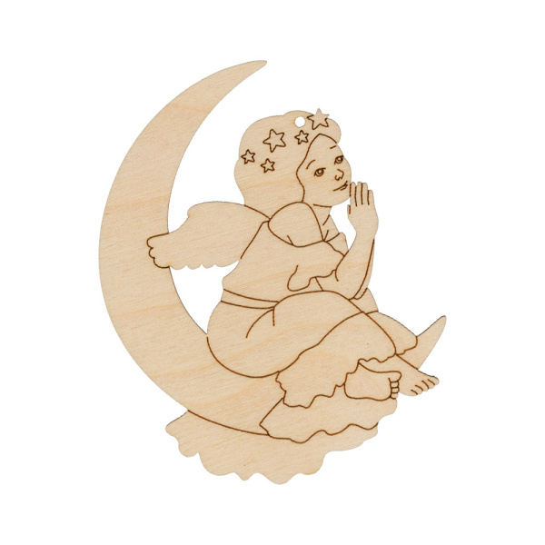 Заготовка для декорирования "Mr. Carving" ВД-785 "Ангел" фанера 10 х 9 х 0.3 см на луне (9х7.7 см)