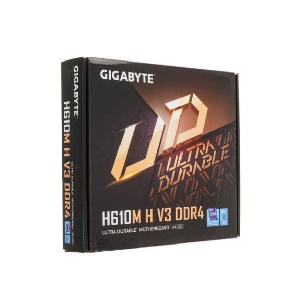 Мат.плата S1700 H610 Gigabyte H610M H V3 DDR4 (mATX,2DDR4,M.2,PCI-E16,PCI-E,4SATA3,VGA,HDMI,PC3200)