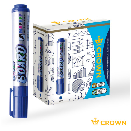 Маркер для доски CROWN "Multi Board Comfort" синий, пулевидный, 3мм WB-1000
