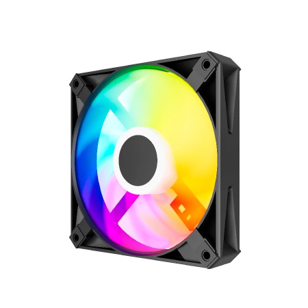 Кулер в корпус 120х120х25 Powercase (M56-12 ARGB) Black (700-1500prm/4pin PWM (M+F)+ 3pin ARGB (M+F)/61,36 CFM/26дБ/подшипник гидравлический/ARGB)