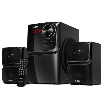 Актив.колонки 2.1 Sven MS-305 40Вт, Bluetooth, FM, SD/USB, дисплей, ПДУ, питание от сети, MDF, Black