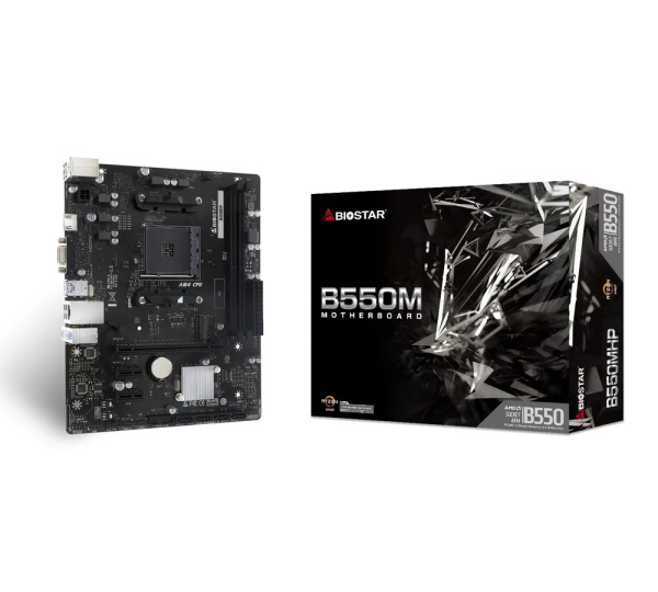 Мат.плата SocAM4 AMD B550 Biostar B550MHP (mATX,2DDR4,M.2,PCI-E16,2PCI-E,VGA,HDMI,PC4266+(OC))