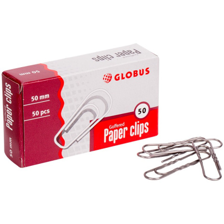 Скрепки 50мм. GLOBUS 50шт., гофрированные (Г50-50) Скрепки 50мм. GLOBUS 50шт., гофрированные (Г50-50)