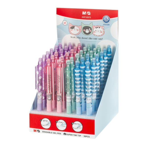 Ручка пиши-стирай M&G So Many Cats автомат, гелевая AKPJ2675