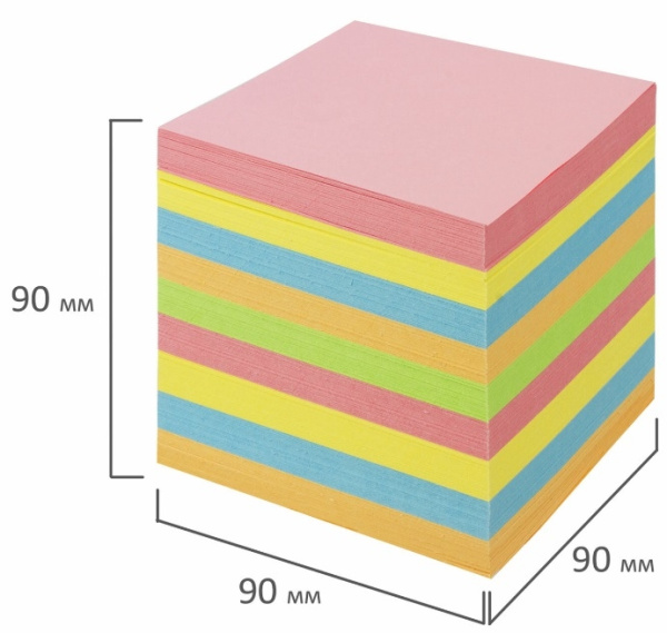 Блок для записей BRAUBERG 9*9*9см. пластиковый бокс, цветной (122225)