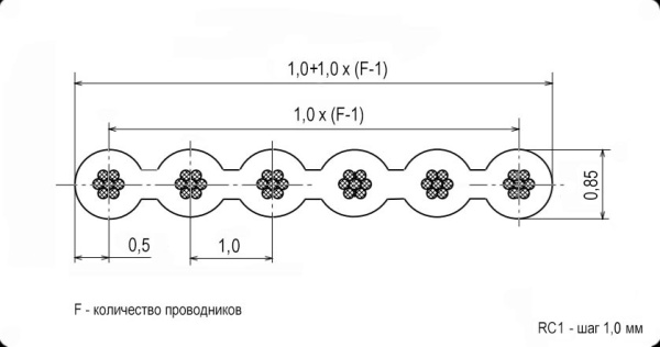 Шлейф RC, шаг=1.0мм, 14контактов, серый, RC1-14