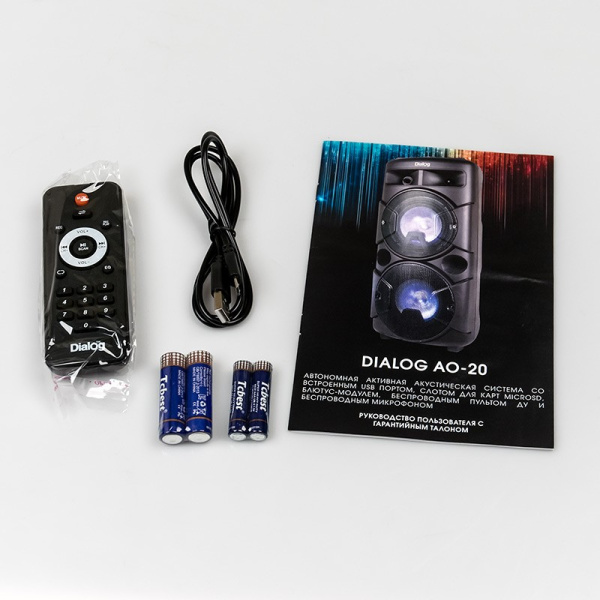Портативная колонка Dialog AO-20 30вт. Bluetooth, FM, USB, SD, LED, караоке с микрофоном