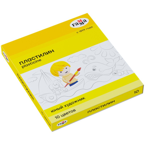 Пластилин 10цв. ГАММА "Юный художник" 140г. со стеком (280044)