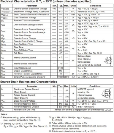 транзистор FET IRF3710PBF Infineon 57А 100В N-ch TO220