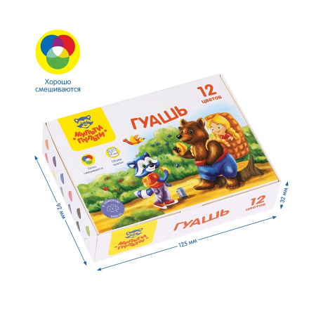 Гуашь 12цв. Мульти-Пульти 10мл. "Енот в сказке" (ГК_43560)