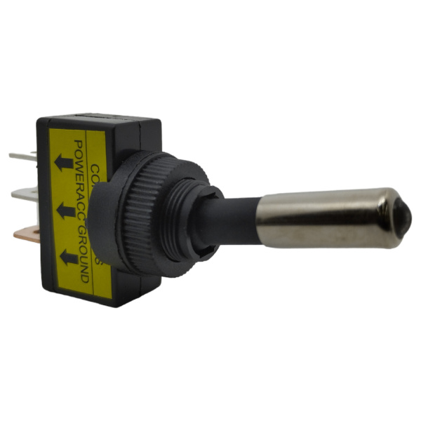 Переключатель тумблерный ON-OFF, SPST, 26.2*12мм М12, DC 12в, 20а, индикация, синий, ASW-15D