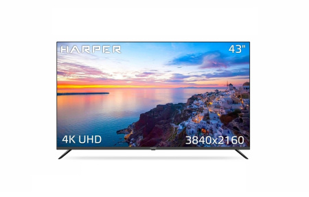 Телевизор 43" Harper 43U770TS 3840x2160/HDMI,USB/DVB-T2,T,C/WiFi/SmartTV/Черный UHD 4K (Россия)