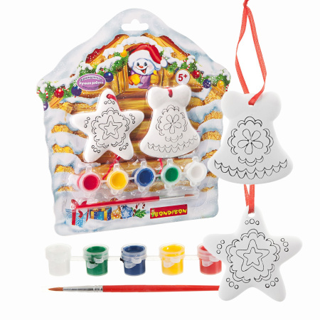 Набор для творчества Bondibon"Елочные украшения" (звездочка, колокольчик) на карте Избушка ВВ1688