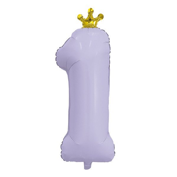 Шар воздушный "Цифра 1, лаванда, корона" 81 см. фольгир., (221042)
