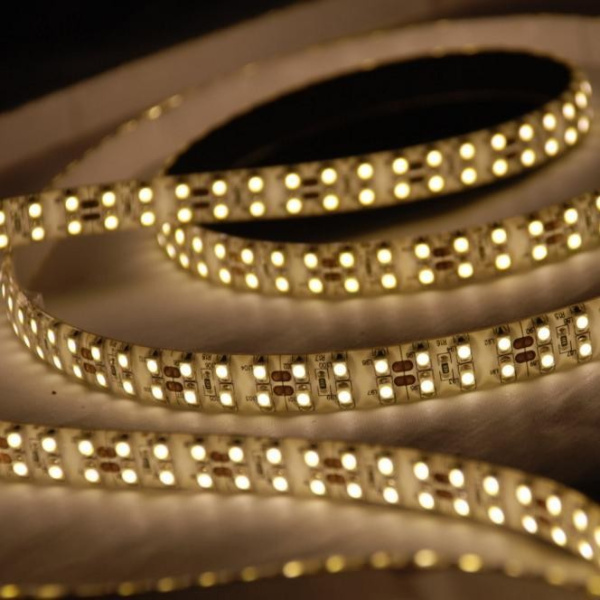 лента светодиодная 12в, 3528, 240шт/м, 19.2вт/м, белый теплый, двойная