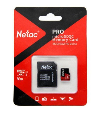 Карта памяти MicroSDXC 512Gb Netac P500 PRO Class10 U3 [NT02P500PRO-512G-R](SD адаптер)100MB/s