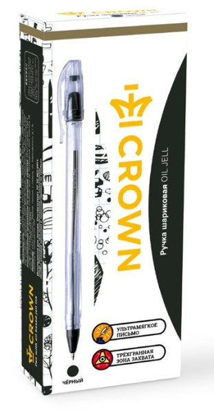 Ручка шариковая CROWN "Oil Jell" черная, 0,7мм OJ-500B