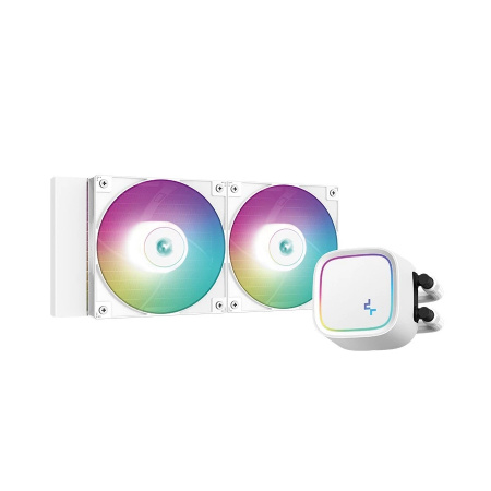 Система жидкостного охлаждения S115x/1200/1700/20XX/AM5/AM4 DeepCool LE520 WH (250W,2*120mm,500-2250prm,ARGB,белая)[LE520 WH]