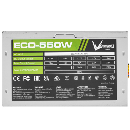 Блок питания 550Вт Formula (Aerocool) ECO-550W (120мм,1PCI-E,2SATA)