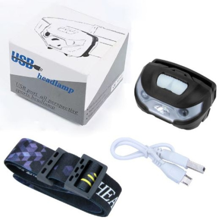 Фонарь налобный Hiking C30A, 1XPE, 1200мАч, micro-USB