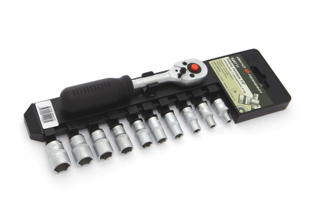 Набор головок шестигранных с трещоткой 1/4", 11 предметов, Дело техники 600711