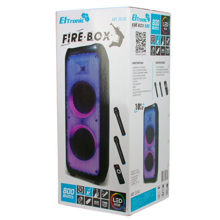 Портативная колонка ELTRONIC 20-53 FIRE BOX 1200 динамик 10" 2шт. 120Вт, Bluetooth, FM, USB,  mic