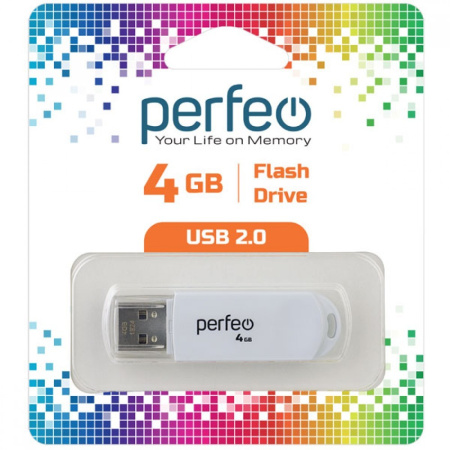 Флеш-накопитель USB2.0 4Gb Perfeo C03 (PF-C03W004) Белый