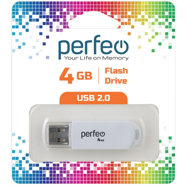 Флеш-накопитель USB2.0 4Gb Perfeo C03 (PF-C03W004) Белый