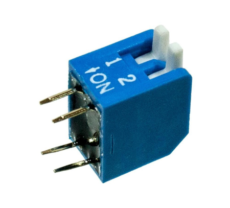 Переключатель DIP  SP2T, шаг 2.54мм, угловой, DP-02
