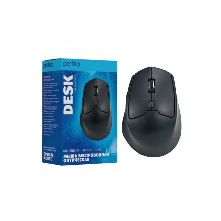 Мышь беспроводная Perfeo DESK (B3405) оптическая, 6кн., 800-1600dpi, USB, черный