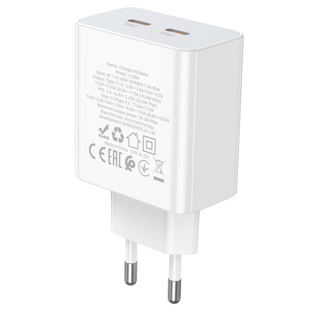 Зарядное_устройство - TypeC*2 35W HOCO C108A белый