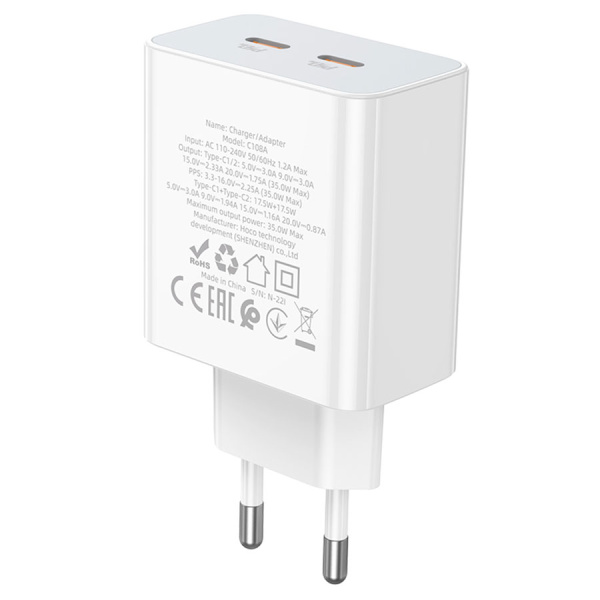 Зарядное_устройство - TypeC*2 35W HOCO C108A белый