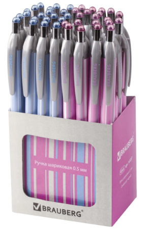 Ручка шариковая BRAUBERG "Sakura" 0,5мм, автомат, синяя (141287)