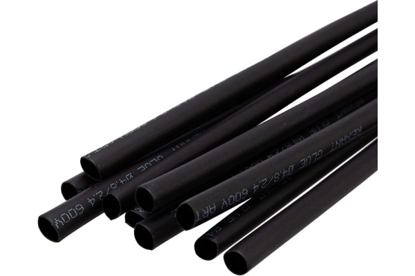 Трубка термоусадочная 2:1,   4.8/2.4мм, черная, клеевая, подавление горения, отрезок 1м, Rexant 26-2102