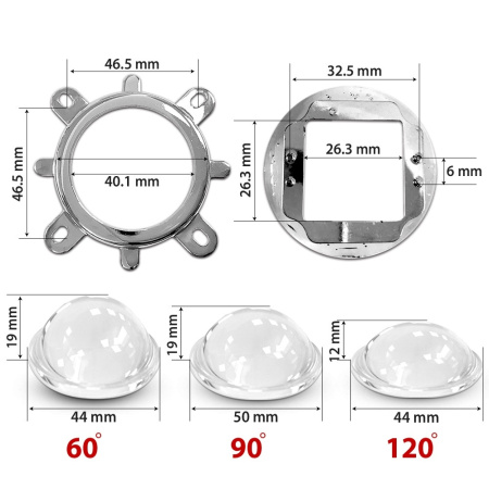 Радиатор с вентилятором 12в и линзой  90гр для мощного светодиода